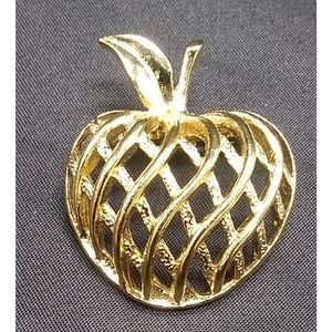 Vintage Signed Gerry's Gold tone Apple Shape Pin Brooch